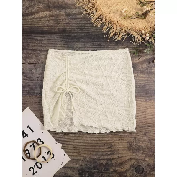 WDIRARA Women's Drawstring Split Thigh Cover Up Skirt Swimwear Beach Skirt