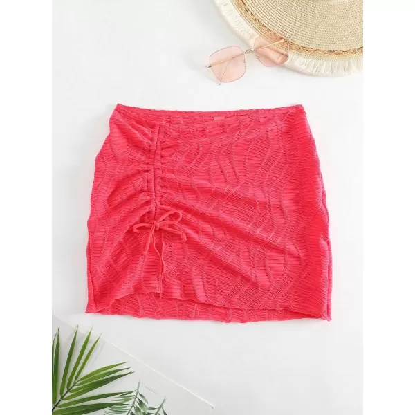 WDIRARA Women's Drawstring Split Thigh Cover Up Skirt Swimwear Beach Skirt