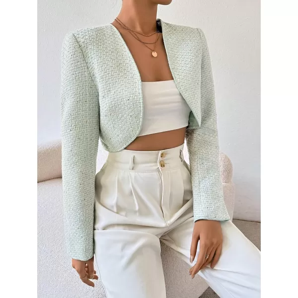 WDIRARA Women's Elegant Open Front Long Sleeve Jacket Crop Contrast Sequin Outwear