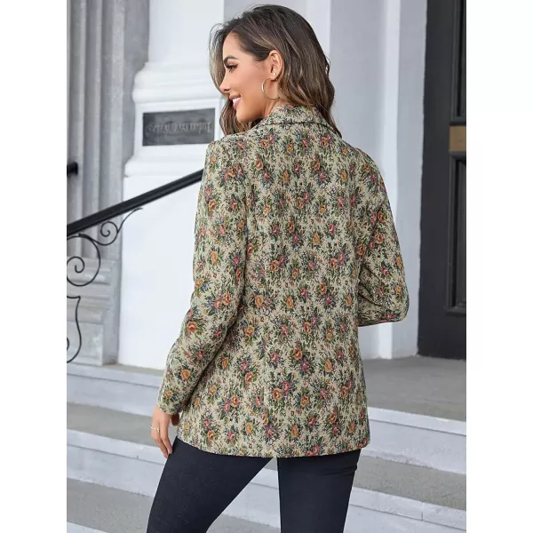 WDIRARA Women's Floral Print Lapel Neck Single Button Lightweight Jacket Blazer with Pocket