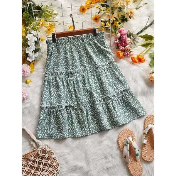 WDIRARA Women's Floral Print Ruffle Hem Elastic High Waist Tie Front Skirt