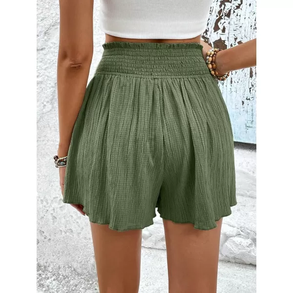 WDIRARA Women's Floral Print Ruffle Hem Elastic High Waist Tie Front Skirt