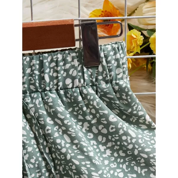 WDIRARA Women's Floral Print Ruffle Hem Elastic High Waist Tie Front Skirt