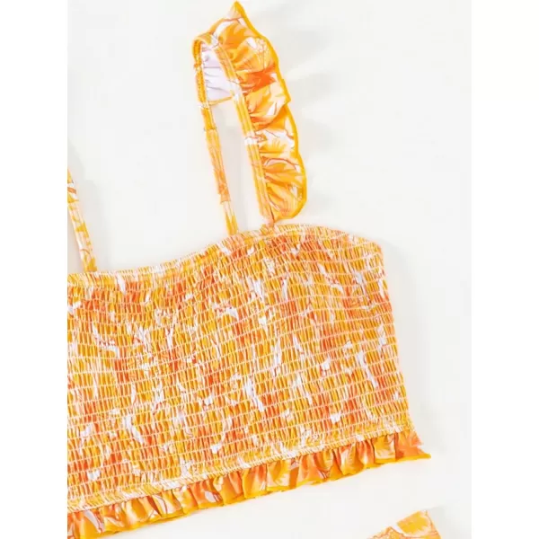 WDIRARA Women's Floral Print Tankini Set 2 Piece Ruffle Swimsuits Spaghetti Strap Bathing Suits