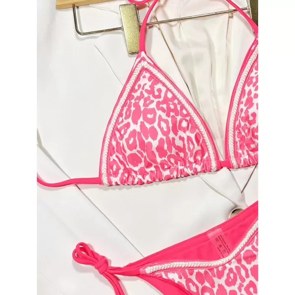 WDIRARA Women's Floral Print Tie Side Swimwear Straps Bikini Sets Swimsuits