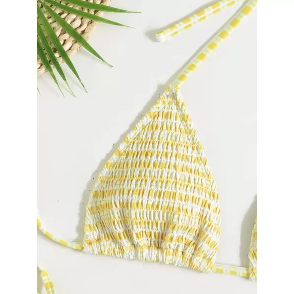 WDIRARA Women's Floral Print Tie Side Swimwear Straps Bikini Sets Swimsuits