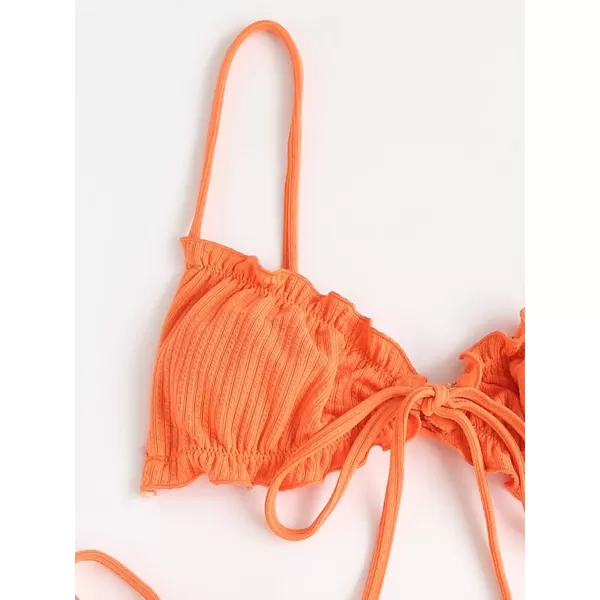 WDIRARA Women's Floral Print Tie Side Swimwear Straps Bikini Sets Swimsuits
