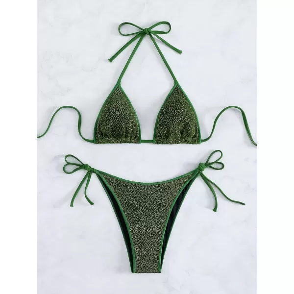 WDIRARA Women's Floral Print Tie Side Swimwear Straps Bikini Sets Swimsuits