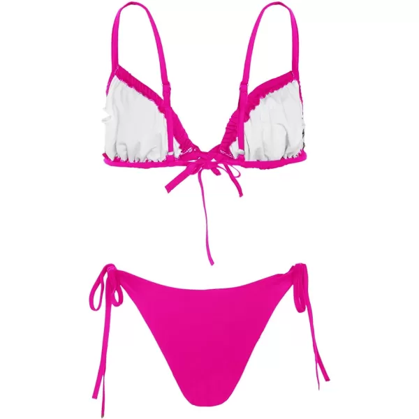 WDIRARA Women's Floral Print Tie Side Swimwear Straps Bikini Sets Swimsuits