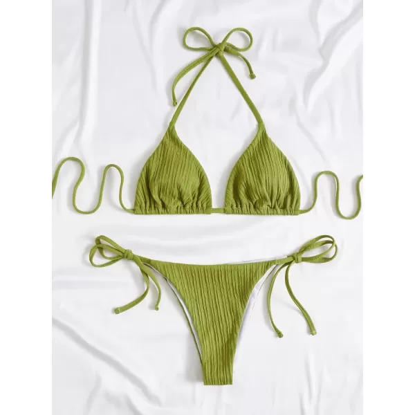 WDIRARA Women's Floral Print Tie Side Swimwear Straps Bikini Sets Swimsuits