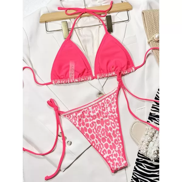 WDIRARA Women's Floral Print Tie Side Swimwear Straps Bikini Sets Swimsuits