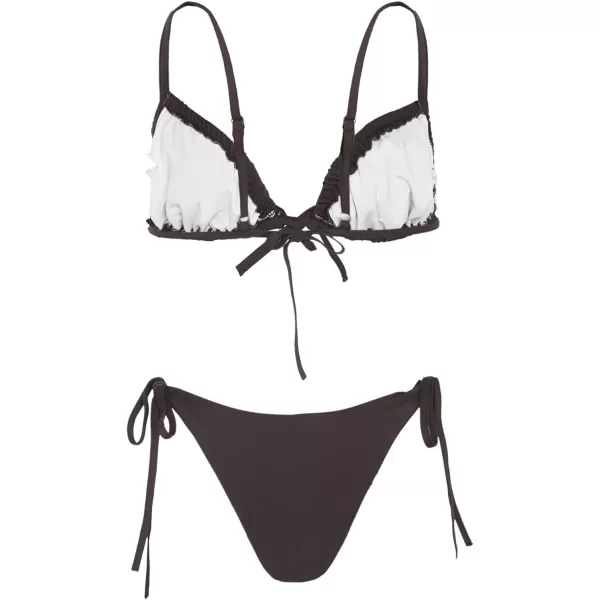 WDIRARA Women's Floral Print Tie Side Swimwear Straps Bikini Sets Swimsuits