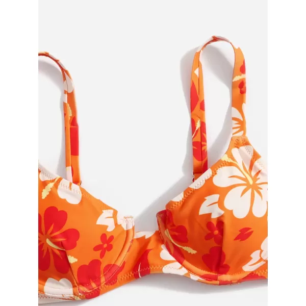 WDIRARA Women's Floral Print Underwire Bikini Swimsuit 2 Piece Bathing Suits Swimwear