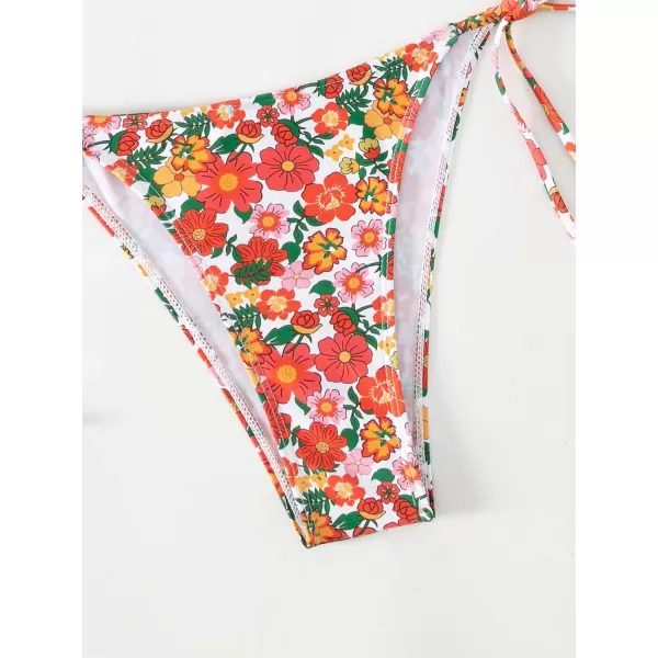 WDIRARA Women's Floral Print Underwired Tie Side 2 Piece Bikini Set Cute Swimsuit