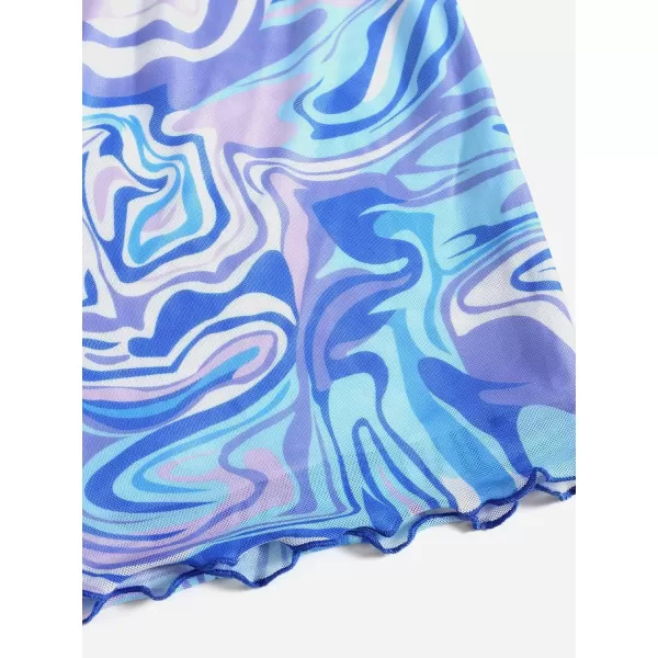 WDIRARA Women's Floral Printed Bodycon Stretch High Waist A Line Elastic Casual Mini Skirt