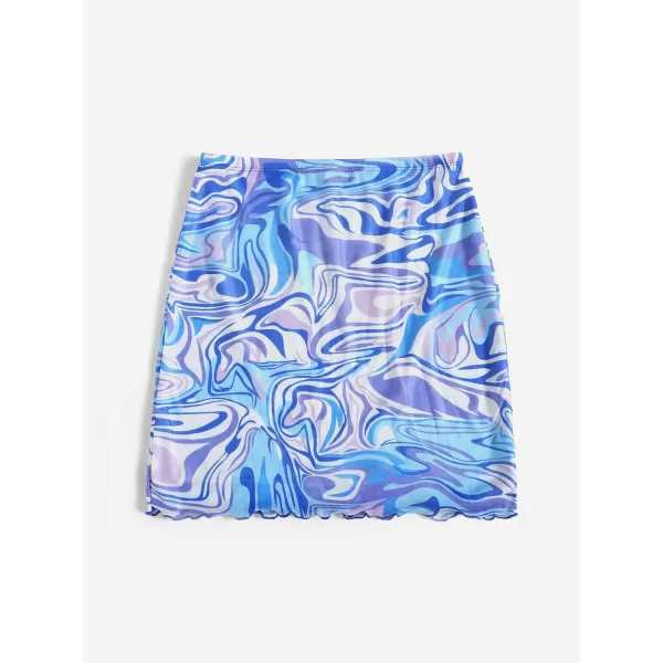 WDIRARA Women's Floral Printed Bodycon Stretch High Waist A Line Elastic Casual Mini Skirt