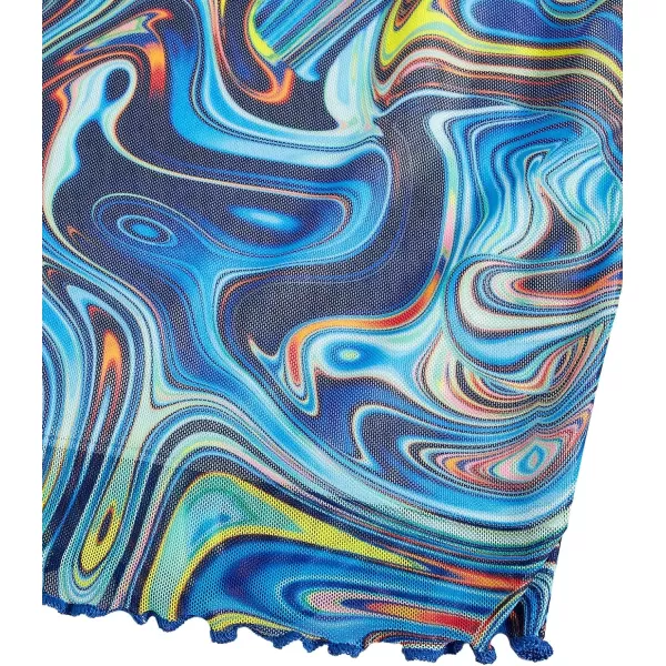 WDIRARA Women's Floral Printed Bodycon Stretch High Waist A Line Elastic Casual Mini Skirt