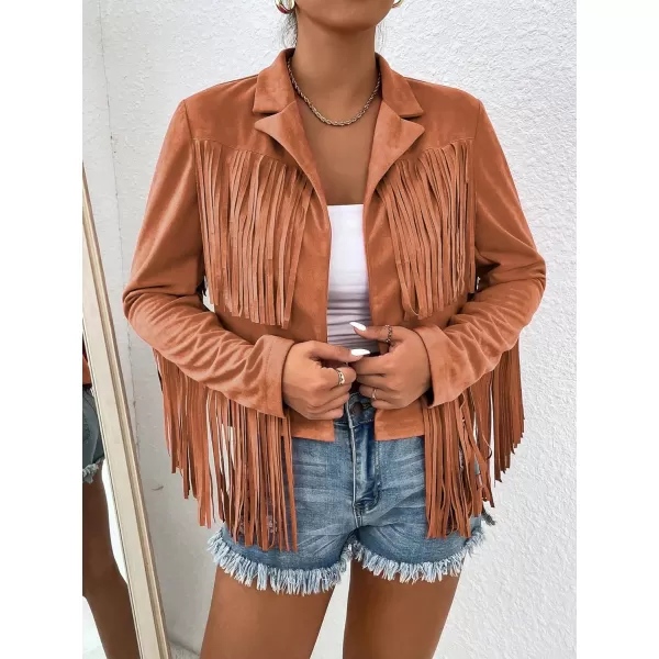 WDIRARA Women's Fringe Drop Shoulder Long Sleeve Button Down Casual Shacket Jacket