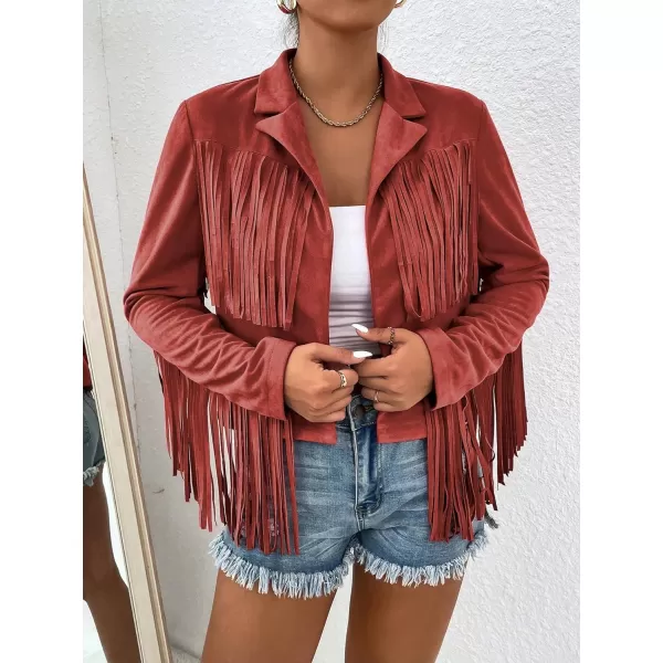 WDIRARA Women's Fringe Drop Shoulder Long Sleeve Button Down Casual Shacket Jacket