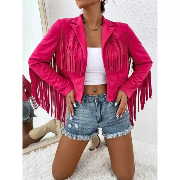 WDIRARA Women's Fringe Drop Shoulder Long Sleeve Button Down Casual Shacket Jacket