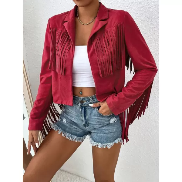WDIRARA Women's Fringe Drop Shoulder Long Sleeve Button Down Casual Shacket Jacket