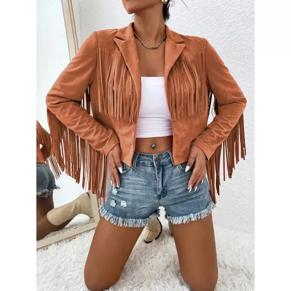 WDIRARA Women's Fringe Drop Shoulder Long Sleeve Button Down Casual Shacket Jacket