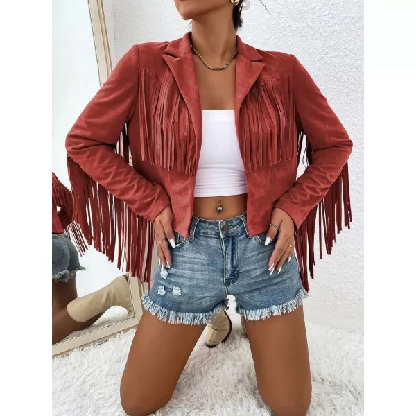 WDIRARA Women's Fringe Drop Shoulder Long Sleeve Button Down Casual Shacket Jacket
