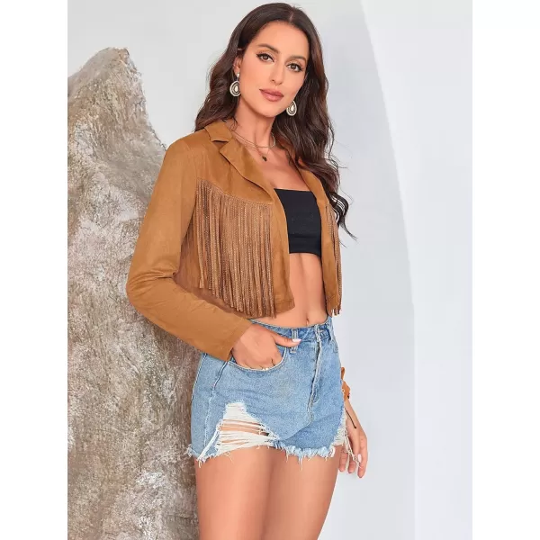 WDIRARA Women's Fringe Drop Shoulder Long Sleeve Button Down Casual Shacket Jacket
