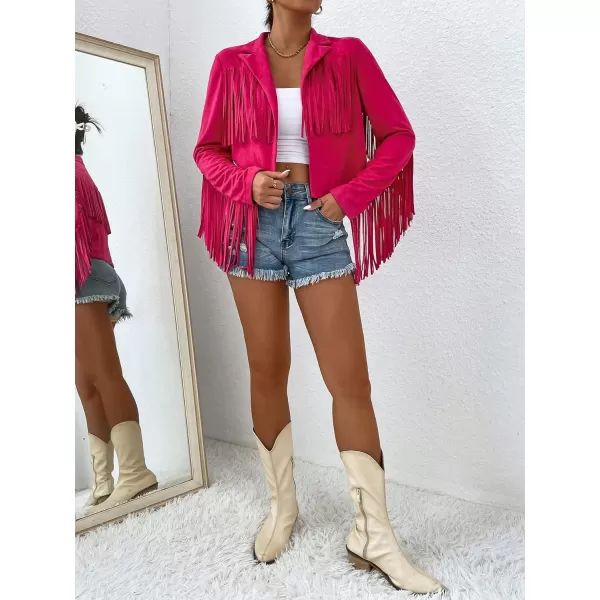 WDIRARA Women's Fringe Drop Shoulder Long Sleeve Button Down Casual Shacket Jacket