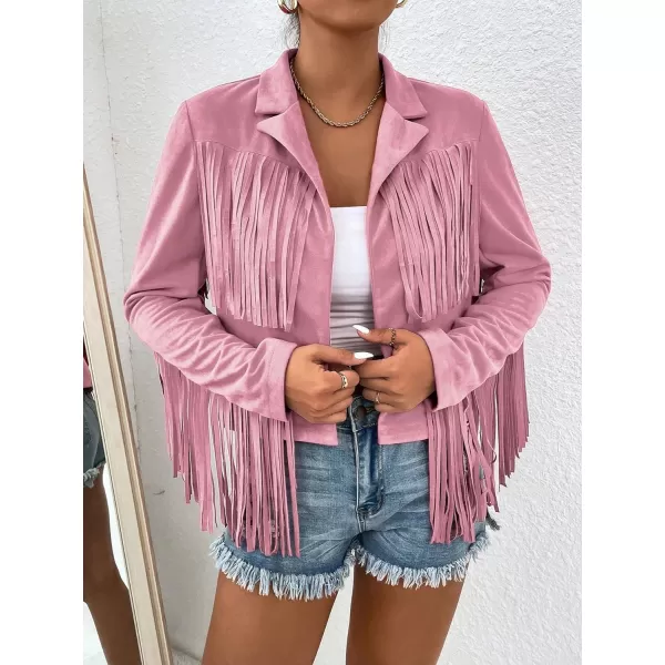 WDIRARA Women's Fringe Drop Shoulder Long Sleeve Button Down Casual Shacket Jacket