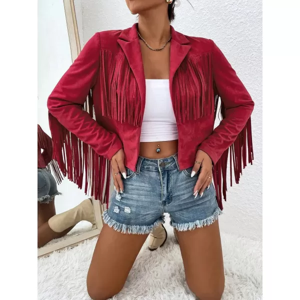WDIRARA Women's Fringe Drop Shoulder Long Sleeve Button Down Casual Shacket Jacket