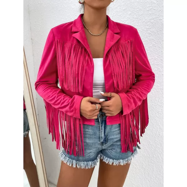 WDIRARA Women's Fringe Drop Shoulder Long Sleeve Button Down Casual Shacket Jacket