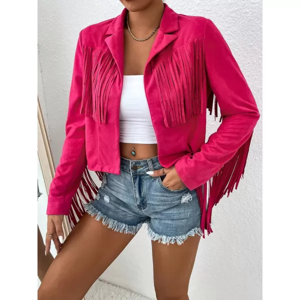 WDIRARA Women's Fringe Drop Shoulder Long Sleeve Button Down Casual Shacket Jacket