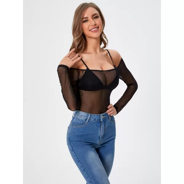 WDIRARA Women's Glitter Sheer See Through Short Sleeve Mesh Top Tee Blouse