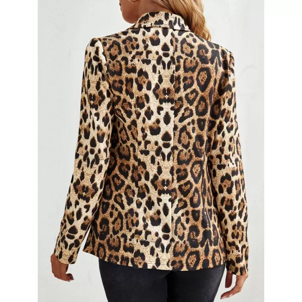 WDIRARA Women's Graphic Print Blazer Button Open Front Long Sleeve Jacket Multicolored