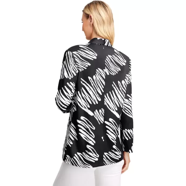 WDIRARA Women's Graphic Print Blazer Button Open Front Long Sleeve Jacket Multicolored