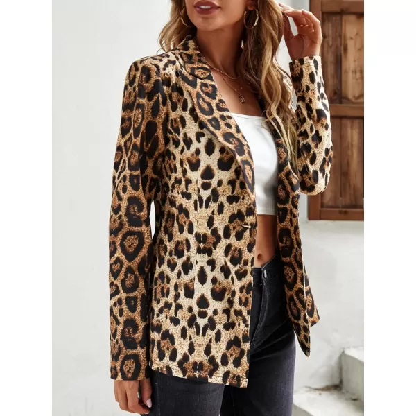 WDIRARA Women's Graphic Print Blazer Button Open Front Long Sleeve Jacket Multicolored