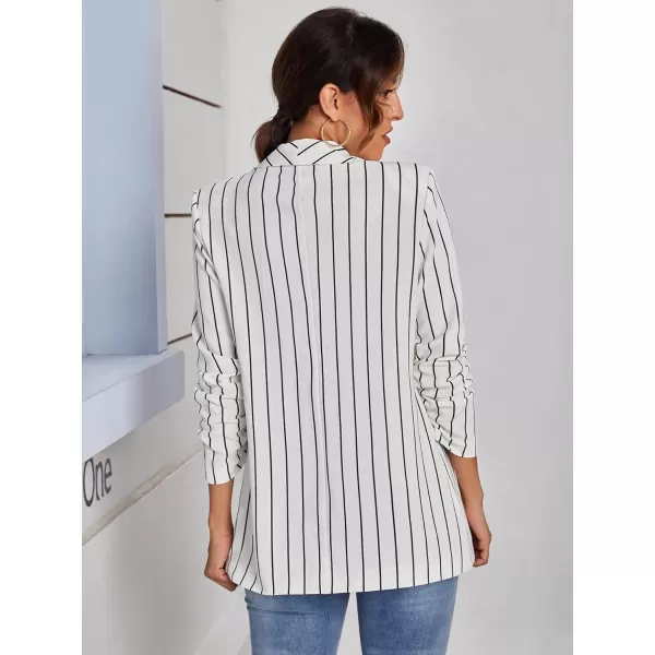 WDIRARA Women's Graphic Print Blazer Button Open Front Long Sleeve Jacket Multicolored