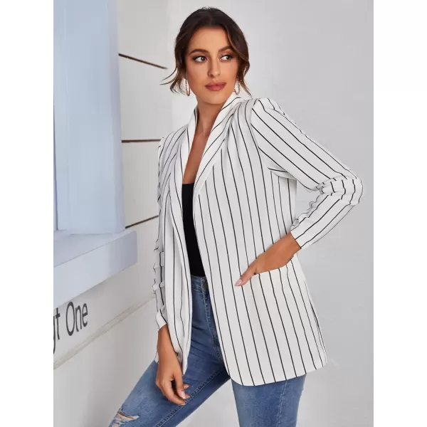 WDIRARA Women's Graphic Print Blazer Button Open Front Long Sleeve Jacket Multicolored