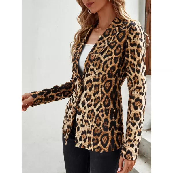 WDIRARA Women's Graphic Print Blazer Button Open Front Long Sleeve Jacket Multicolored