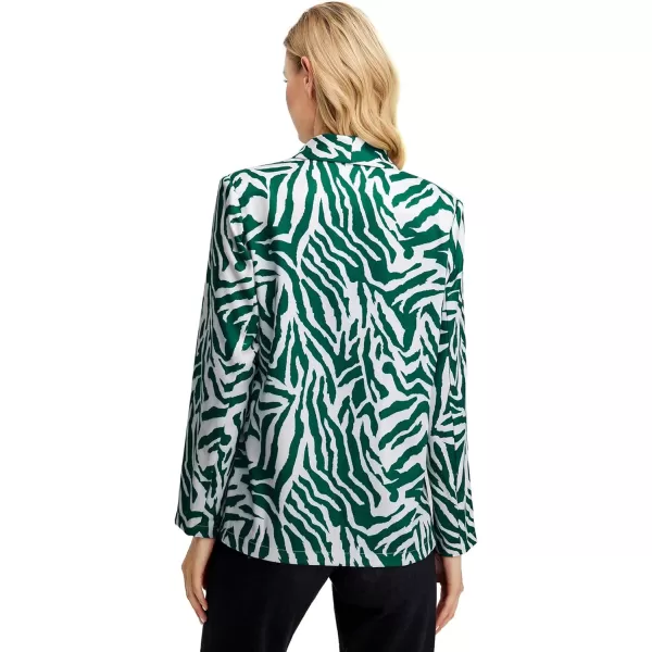 WDIRARA Women's Graphic Print Blazer Button Open Front Long Sleeve Jacket Multicolored