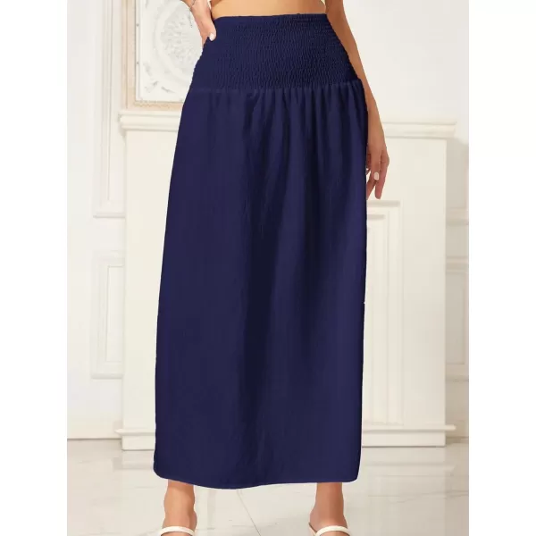 WDIRARA Women's High Slit Sarong Smocked High Waisted Swimsuit Coverup Maxi Skirt