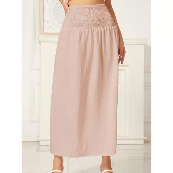 WDIRARA Women's High Slit Sarong Smocked High Waisted Swimsuit Coverup Maxi Skirt