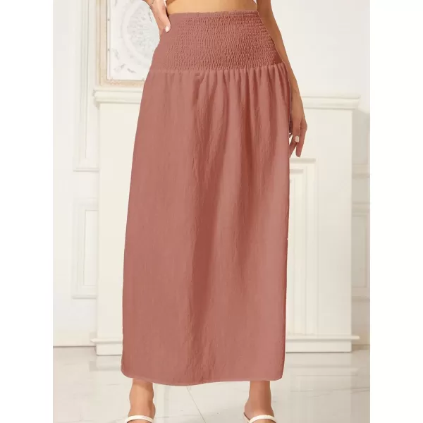 WDIRARA Women's High Slit Sarong Smocked High Waisted Swimsuit Coverup Maxi Skirt