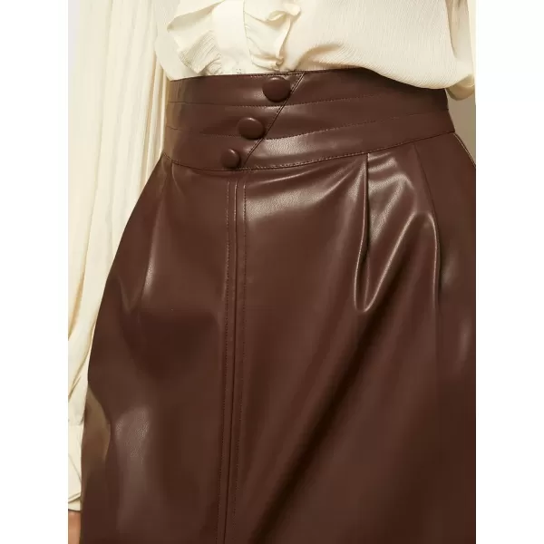WDIRARA Women's High Waist PU Leather Mermaid Ruffle Hem Bodycon Elegant Pencil Skirt