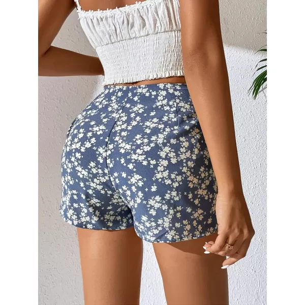 WDIRARA Women's High Waist Pleated Button Skort Asymmetrical Skirt Shorts