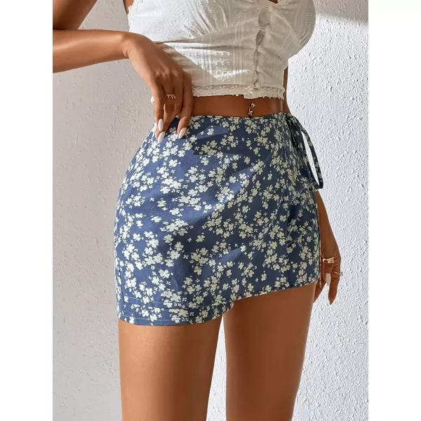 WDIRARA Women's High Waist Pleated Button Skort Asymmetrical Skirt Shorts
