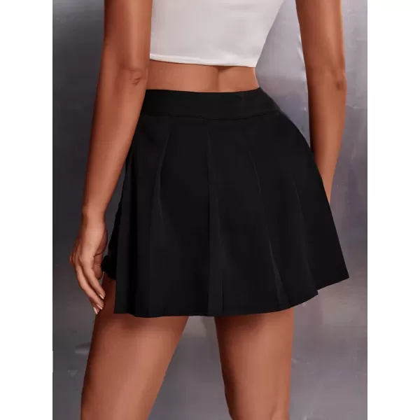 WDIRARA Women's High Waist Pleated Button Skort Asymmetrical Skirt Shorts