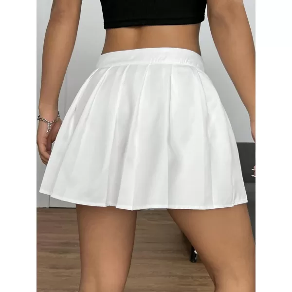 WDIRARA Women's High Waist Pleated Button Skort Asymmetrical Skirt Shorts
