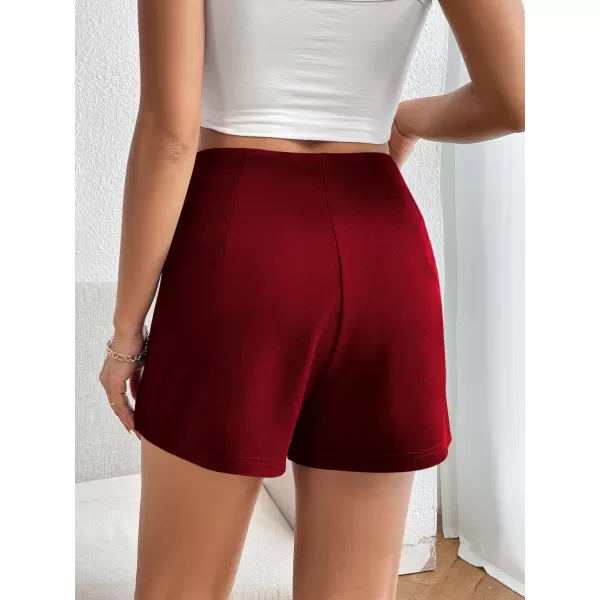 WDIRARA Women's High Waist Ring Wrap Asymmetrical Hem Skort Casual Shorts